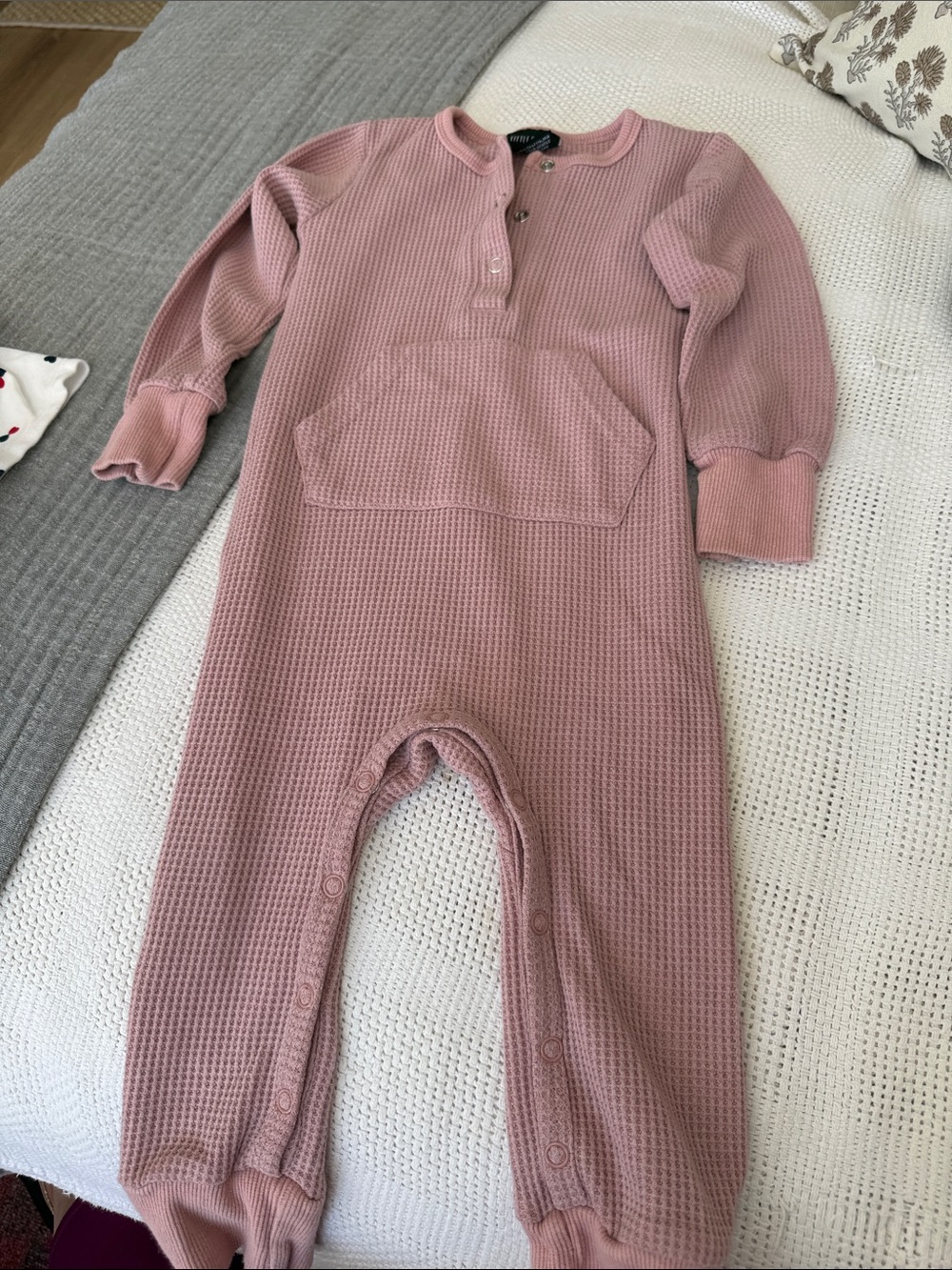 Little Bipsy Dusty Pink Waffle-Knit Footie